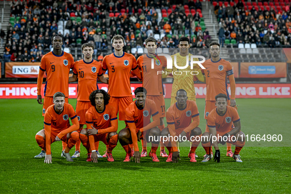 Netherlands goalkeeper Rome-Jayden Owusu-Oduro, Netherlands player Devyne Rensch, Netherlands player Rav van den Berg, Netherlands player Ry...