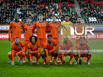 Netherlands goalkeeper Rome-Jayden Owusu-Oduro, Netherlands player Devyne Rensch, Netherlands player Rav van den Berg, Netherlands player Ry...