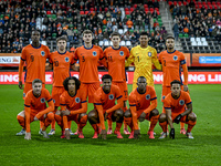 Netherlands goalkeeper Rome-Jayden Owusu-Oduro, Netherlands player Devyne Rensch, Netherlands player Rav van den Berg, Netherlands player Ry...