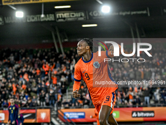 Netherlands player Emmanuel Emegha celebrates the goal 1-0 during the match between Netherlands U21 and Sweden U21 at the Goffertstadion for...