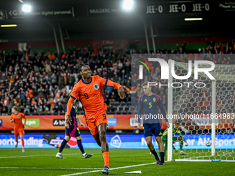 Netherlands player Emmanuel Emegha celebrates the goal 1-0 during the match between Netherlands U21 and Sweden U21 at the Goffertstadion for...