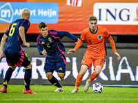 Sweden player Samuel Dahl and Netherlands player Kenneth Taylor participate in the match between Netherlands U21 and Sweden U21 at the Goffe...