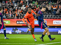 Netherlands player Emmanuel Emegha celebrates the goal during the match between Netherlands U21 and Sweden U21 at the Goffertstadion for the...