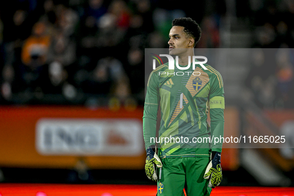 Sweden goalkeeper Oliver Dovin participates in the match between Netherlands U21 and Sweden U21 at the Goffertstadion for the Qualification...