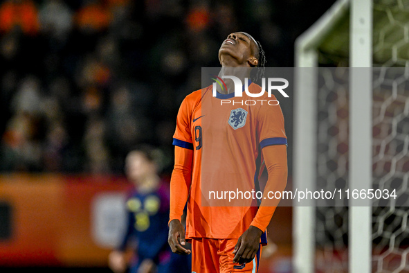 Netherlands player Emmanuel Emegha participates in the match between Netherlands U21 and Sweden U21 at the Goffertstadion for the Qualificat...