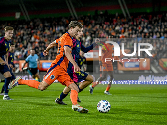 Netherlands player Youri Regeer participates in the match between Netherlands U21 and Sweden U21 at the Goffertstadion for the Qualification...