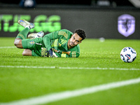 Sweden goalkeeper Oliver Dovin participates in the match between Netherlands U21 and Sweden U21 at the Goffertstadion for the Qualification...