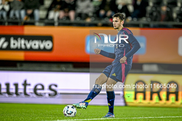 Sweden player Noah Eile participates in the match between Netherlands U21 and Sweden U21 at the Goffertstadion for the Qualification EK 2025...