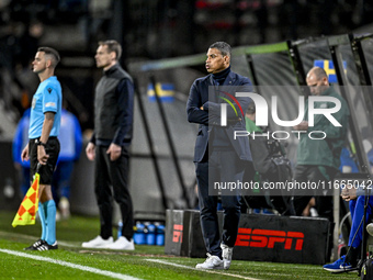 Netherlands trainer coach Michael Reiziger is present during the match between Netherlands U21 and Sweden U21 at the Goffertstadion for the...