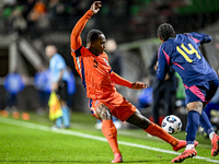 Netherlands player Neraysho Kasanwirjo participates in the match between Netherlands U21 and Sweden U21 at the Goffertstadion for the Qualif...