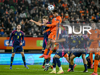 Netherlands player Ryan Flamingo participates in the match between Netherlands U21 and Sweden U21 at the Goffertstadion for the Qualificatio...