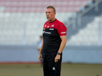 In Ta' Qali, Malta, on October 13, 2024, Davide Mazzotta, interim coach of Malta, gestures during the UEFA Nations League, League D, Group D...