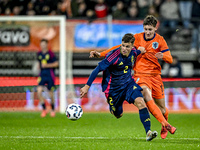 Sweden player Samuel Dahl and Netherlands player Ruben van Bommel are present during the Netherlands U21 vs. Sweden U21 match at the Goffert...