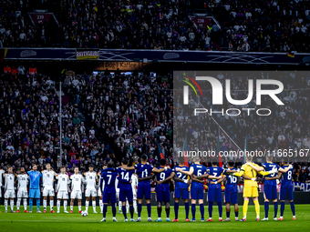 A minute of silence for Johan Neeskens takes place during the match between Germany and the Netherlands at the Allianz Arena for the UEFA Na...