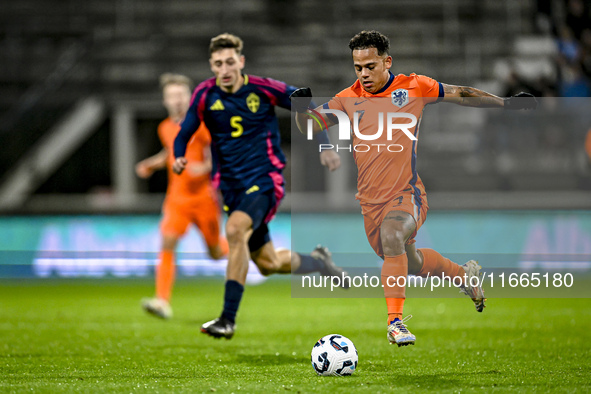 Netherlands player Million Manhoef participates in the match between Netherlands U21 and Sweden U21 at the Goffertstadion for the Qualificat...