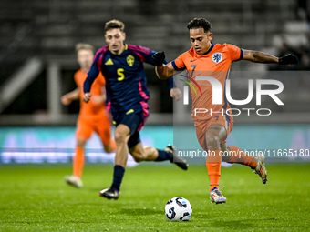 Netherlands player Million Manhoef participates in the match between Netherlands U21 and Sweden U21 at the Goffertstadion for the Qualificat...