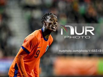 Netherlands player Emmanuel Emegha participates in the match between Netherlands U21 and Sweden U21 at the Goffertstadion for the Qualificat...