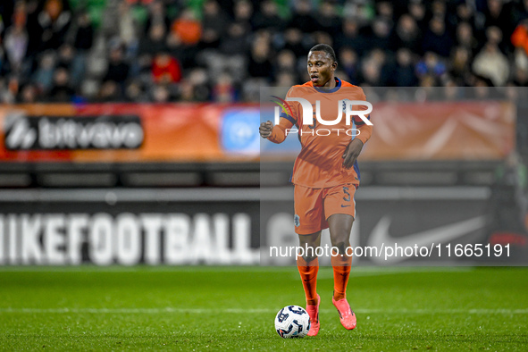 Netherlands player Neraysho Kasanwirjo participates in the match between Netherlands U21 and Sweden U21 at the Goffertstadion for the Qualif...