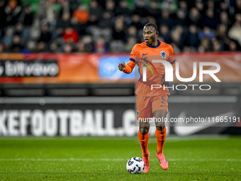 Netherlands player Neraysho Kasanwirjo participates in the match between Netherlands U21 and Sweden U21 at the Goffertstadion for the Qualif...