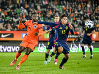 Netherlands player Noah Ohio and Sweden player Matteo Perez Vinlof participate in the match between Netherlands U21 and Sweden U21 at the Go...