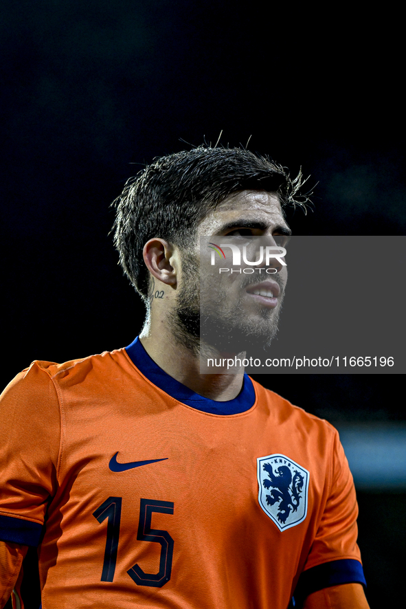 Netherlands player Denso Kasius participates in the match between Netherlands U21 and Sweden U21 at the Goffertstadion for the Qualification...