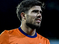 Netherlands player Denso Kasius participates in the match between Netherlands U21 and Sweden U21 at the Goffertstadion for the Qualification...