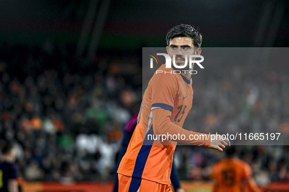 Netherlands player Denso Kasius participates in the match between Netherlands U21 and Sweden U21 at the Goffertstadion for the Qualification...