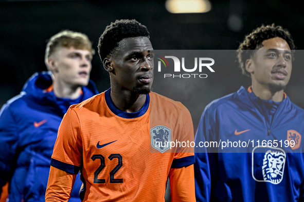 Netherlands player Ernest Poku participates in the match between Netherlands U21 and Sweden U21 at the Goffertstadion for the Qualification...