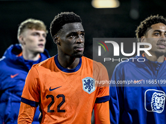 Netherlands player Ernest Poku participates in the match between Netherlands U21 and Sweden U21 at the Goffertstadion for the Qualification...