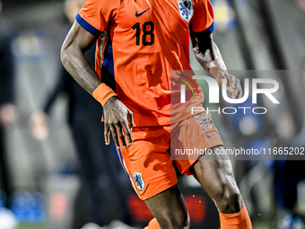 Netherlands player Ezechiel Banzuzi participates in the match between Netherlands U21 and Sweden U21 at the Goffertstadion for the Qualifica...