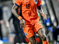 Netherlands player Ezechiel Banzuzi participates in the match between Netherlands U21 and Sweden U21 at the Goffertstadion for the Qualifica...