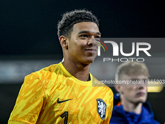 Netherlands goalkeeper Rome-Jayden Owusu-Oduro plays during the match between Netherlands U21 and Sweden U21 at the Goffertstadion for the Q...