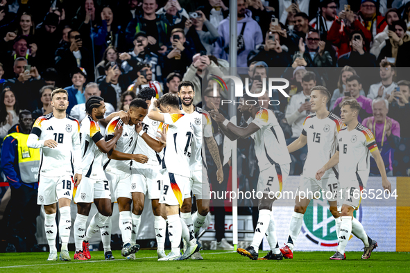 Germany midfielder Jamie Leweling celebrates the goal during the match between Germany and the Netherlands at the Allianz Arena for the UEFA...