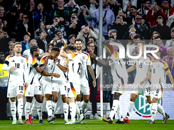 Germany midfielder Jamie Leweling celebrates the goal during the match between Germany and the Netherlands at the Allianz Arena for the UEFA...