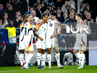 Germany midfielder Jamie Leweling celebrates the goal during the match between Germany and the Netherlands at the Allianz Arena for the UEFA...