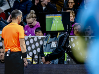 Referee Slavko Vincic checks VAR during the match between Germany and the Netherlands at the Allianz Arena for the UEFA Nations League, Leag...