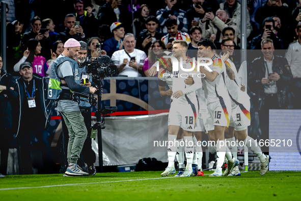 Germany midfielder Jamie Leweling celebrates the goal during the match between Germany and the Netherlands at the Allianz Arena for the UEFA...