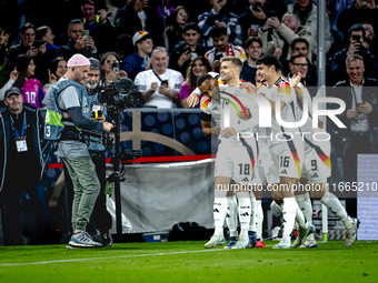 Germany midfielder Jamie Leweling celebrates the goal during the match between Germany and the Netherlands at the Allianz Arena for the UEFA...