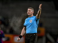 Referee Robert Jones officiates during the match between Netherlands U21 and Sweden U21 at the Goffertstadion for the Qualification EK 2025...