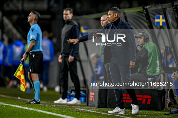 Netherlands trainer coach Michael Reiziger is present during the match between Netherlands U21 and Sweden U21 at the Goffertstadion for the...