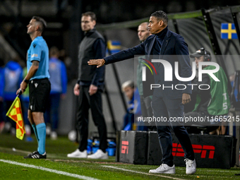 Netherlands trainer coach Michael Reiziger is present during the match between Netherlands U21 and Sweden U21 at the Goffertstadion for the...