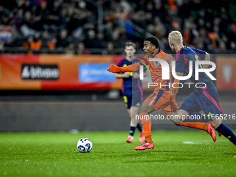 Netherlands player Ernest Poku participates in the match between Netherlands U21 and Sweden U21 at the Goffertstadion for the Qualification...