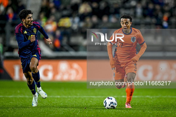 Netherlands player Myron van Brederode participates in the match between Netherlands U21 and Sweden U21 at the Goffertstadion for the Qualif...