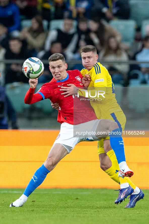 Lukas Provod, Mykola Matviyenko are playing during the  UEFA Nations League 2024 League B Group B1 match between Ukraine and Czechia , at th...