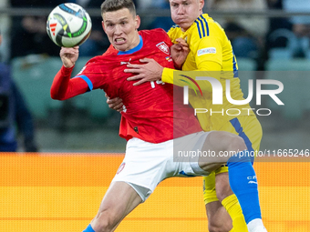 Lukas Provod, Mykola Matviyenko are playing during the  UEFA Nations League 2024 League B Group B1 match between Ukraine and Czechia , at th...