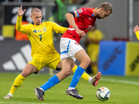 Mykhailo Mudryk, Tomas Soucek are playing during the  UEFA Nations League 2024 League B Group B1 match between Ukraine and Czechia , at the...