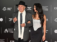 Vittorio Storaro and Eleonora Storaro attend the red carpet for the film Megalopolis at Cinecitta Studios in Rome, Italy, on October 14, 202...