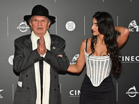 Vittorio Storaro and Eleonora Storaro attend the red carpet for the film Megalopolis at Cinecitta Studios in Rome, Italy, on October 14, 202...