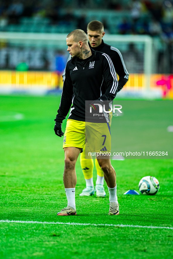 Mykhailo Mudryk participates in a football match of the UEFA Nations League between the Ukraine and Czechia national teams in Wroclaw, Polan...