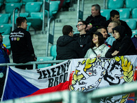 Czechia fans attend a football match of the UEFA Nations League between the Ukraine and Czechia national teams in Wroclaw, Poland, on Octobe...